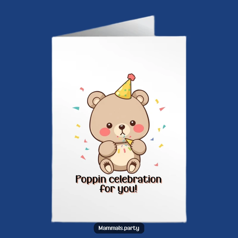 Free Printable Congrats Card: Humorous Bear Popping Confetti, A Fun Downloadable Gift!