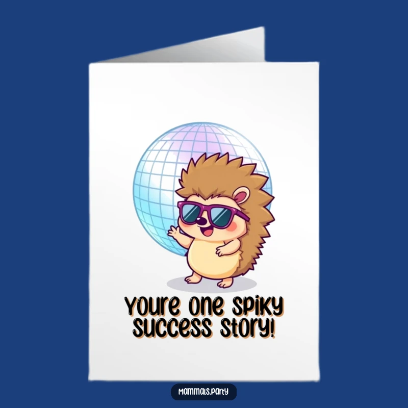 Free Printable Hedgehog Congrats Card: Disco Dance Downloadable Greeting