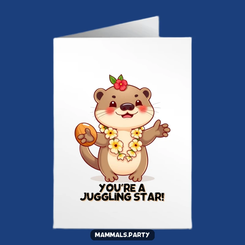Free Printable Otter Congrats Card: Funny Tropical Otter Downloadable Success!