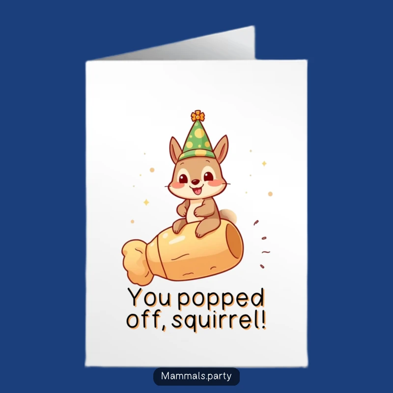 Free Printable Congrats Card: Squirrel's Cork Ride, Funny Downloadable Cheers