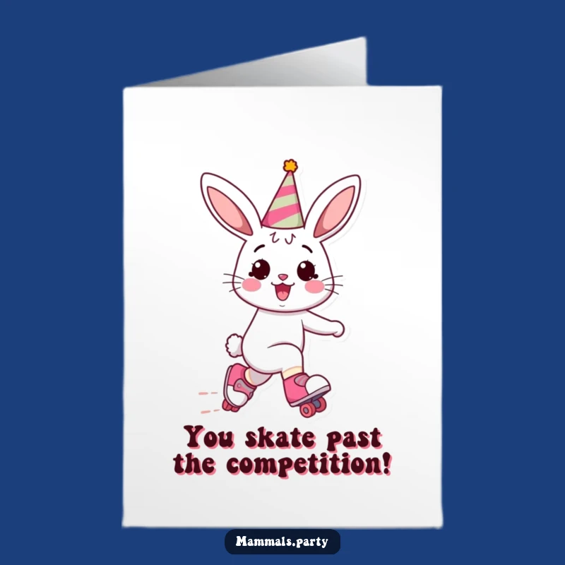 Free Printable Congrats Card: Bunny on Skates - Fun Downloadable Celebration Gift