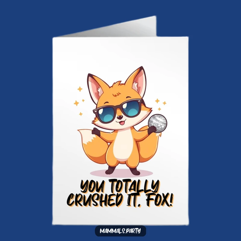 Free Printable Disco Fox Congrats Card: Celebrate Success with Funny Dancing Fox Downloadable!