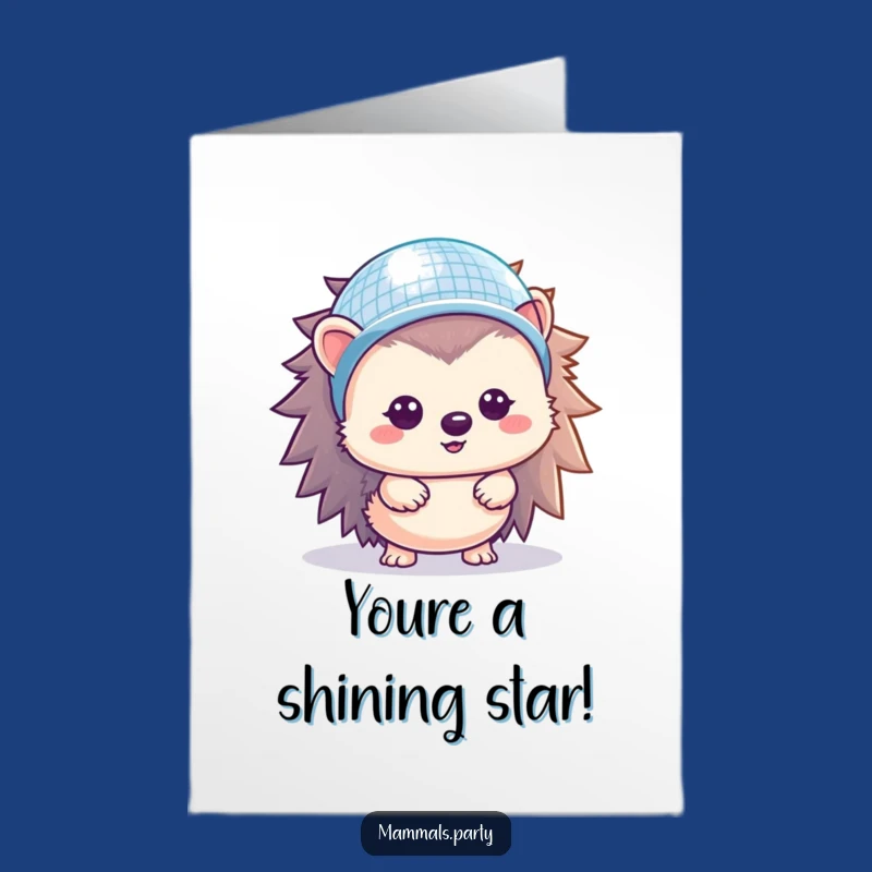 Free Printable Hedgehog Disco Congratulations Card: Shiny Downloadable Gift for Wins