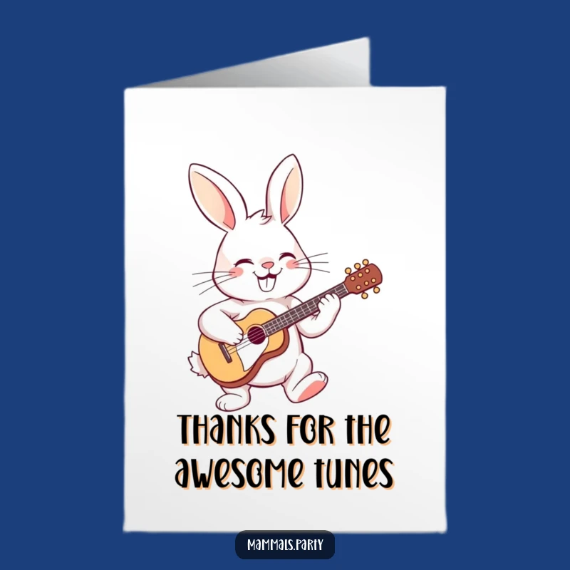 Free Printable Guitar Rabbit Thank You Card: Funny Musician Appreciation Downloadable!