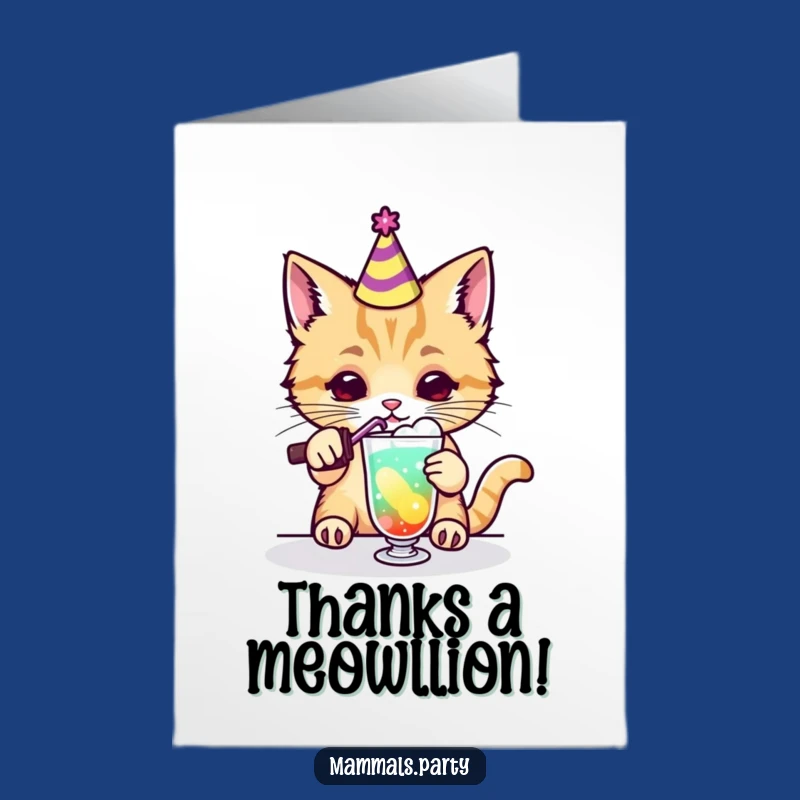 Free Printable Kawaii Cat Thank You Card: Funny Drink Mix DIY Downloadable Gift