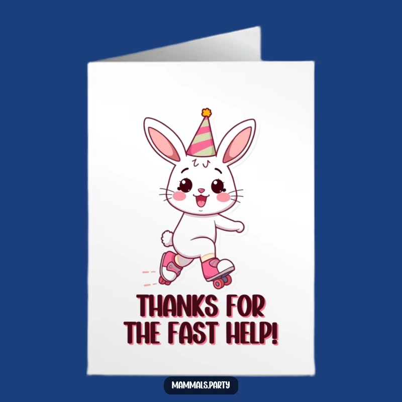 Free Printable Thank You Card: Bunny on Skates - Cheerful Downloadable Gift