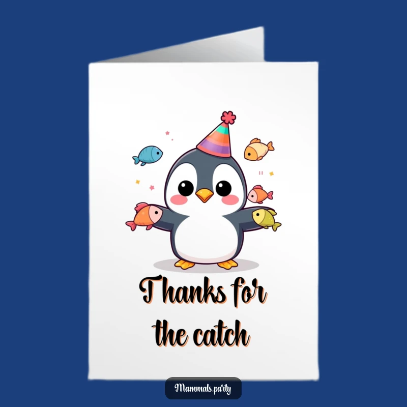 Free Printable Thank You Card: Penguin's Juggling Gratitude