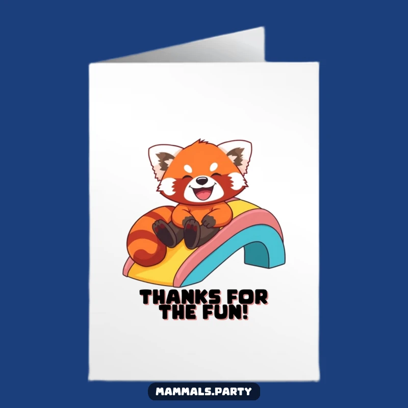Free Printable Thank You Card: Red Panda Rainbow Slide Grateful Fun