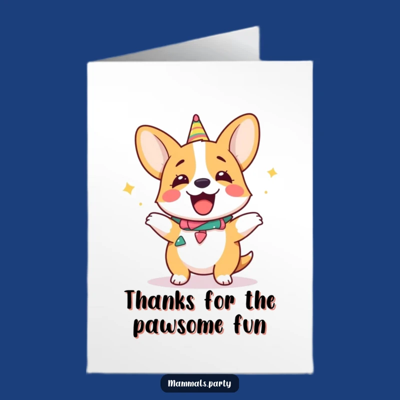 Free Printable Thank You Card: Corgi Dance Thanks, Humorous Downloadable Gratitude