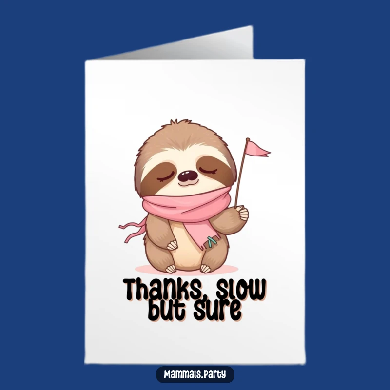 Free Printable Thank You Card: Sleepy Sloth Party Waving Flag Gift