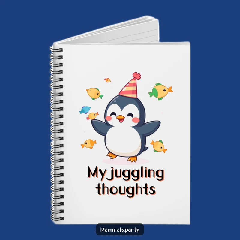 Funny Penguin Juggling Notebook - Cheerful Party Fish, Journaling Funny Gift