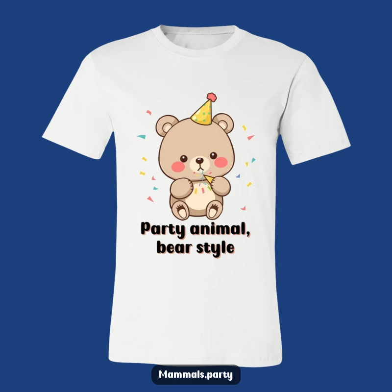 Funny Bear T-Shirt: Festive Party Character Graphic Tee for Fun Style
