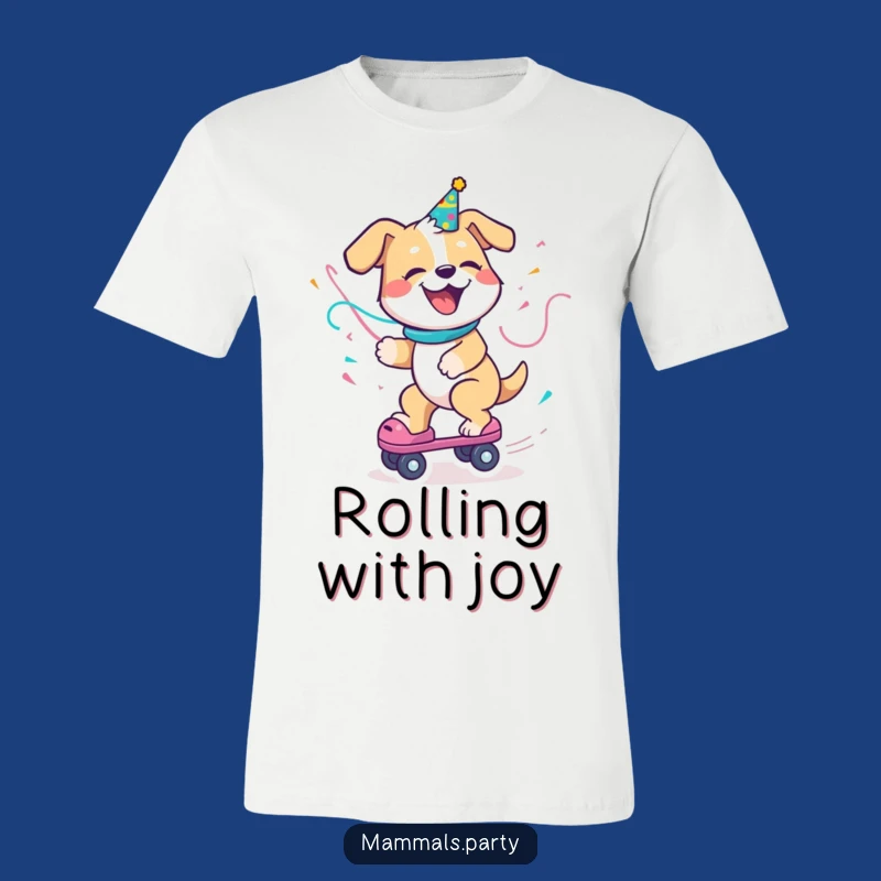 Funny Dog Roller Skate T-Shirt - Delighted Streamer Tee, Hilarious Gift