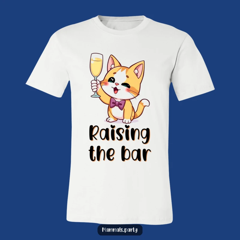 Funny Cat Bow Tie T-Shirt - Curious Champagne Toast Tee, Chic & Hilarious Gift