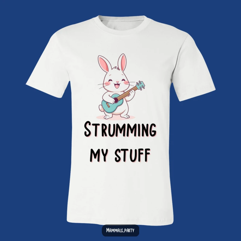 Funny Rabbit Guitar Tee: Cheerful Bunny Strumming for Hilarious Style