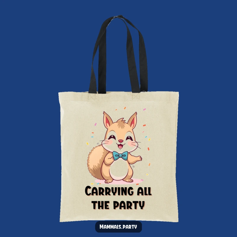 Funny Kawaii Squirrel Bow Tie Confetti Tote Bag - Stylish Party Accessory