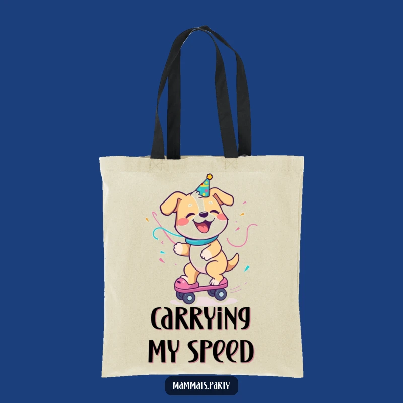 Funny Dog Tote Bag - Delighted Roller Skate Fun, Carry Your Fun Hilariously