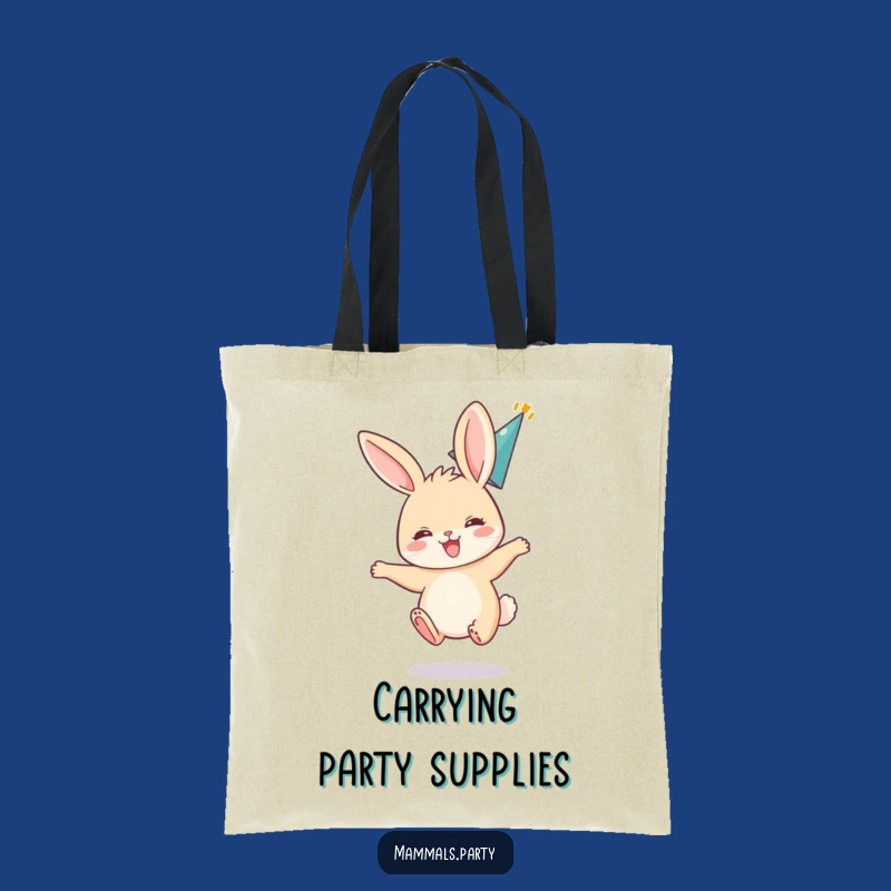 Funny Bunny Tote Bag: Party Hat Essential - Eco-Friendly & Fun Gift