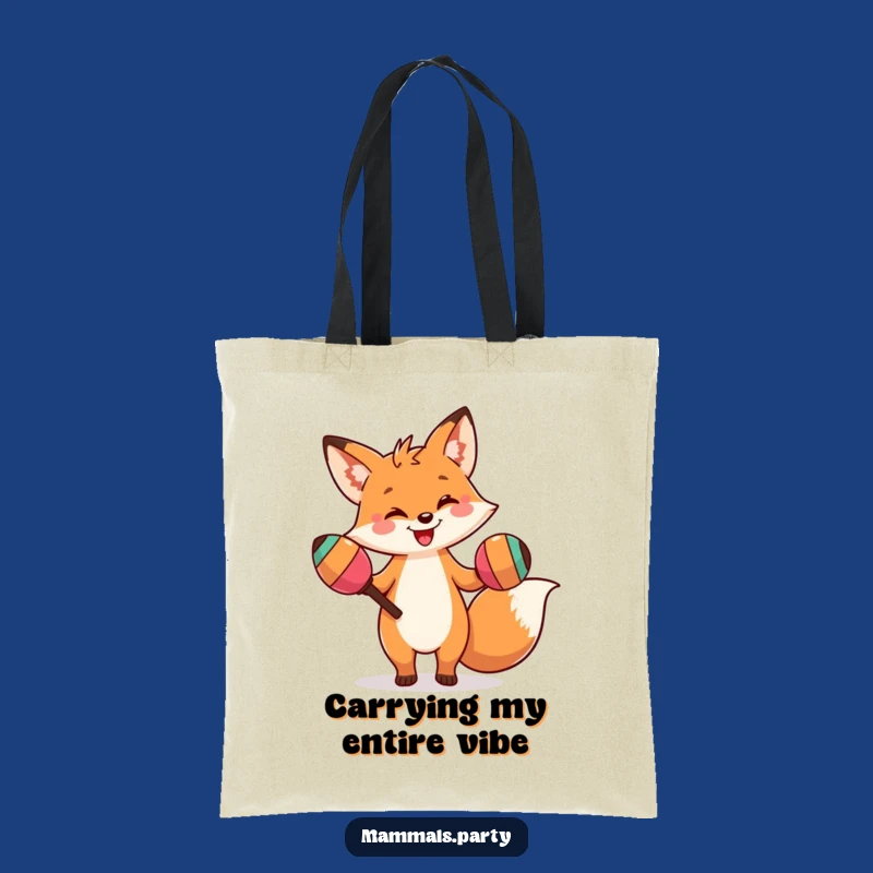 Funny Fox Dance Tote Bag: Carry Your Fun with a Maraca-Shaking Fox