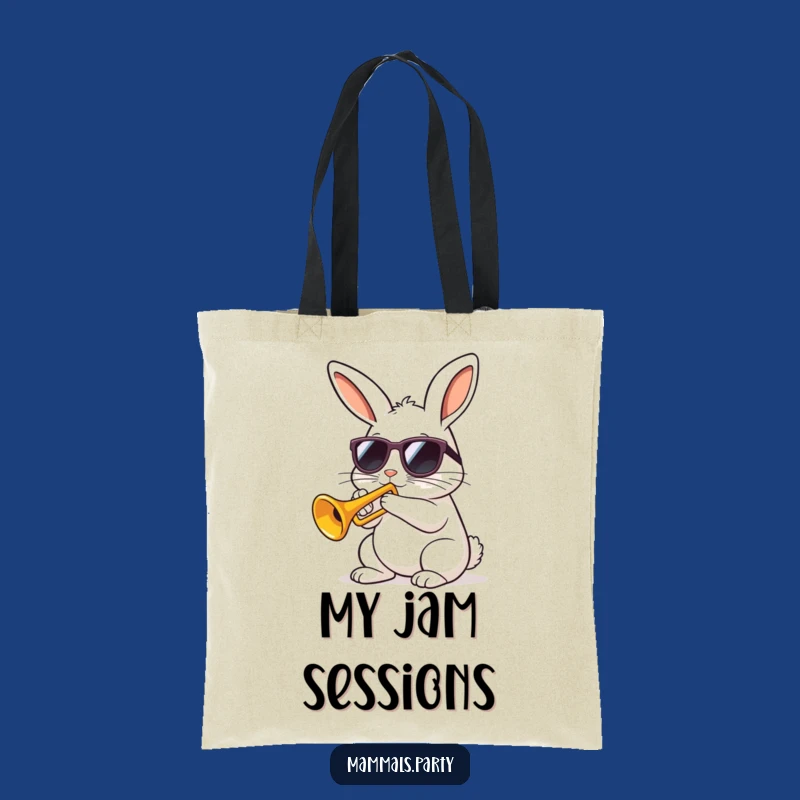 Funny Kawaii Rabbit Trumpet Tote Bag, Stylish and Hilarious Music Carryall