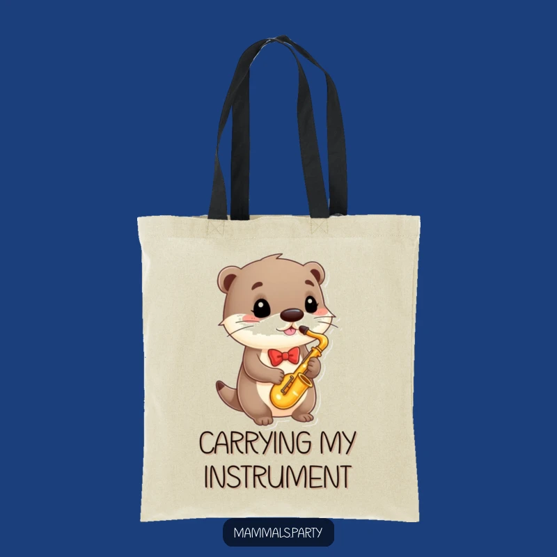 Funny Otter Saxophone Tote Bag, Chic Musician Accessory, Ideal Funny Gift