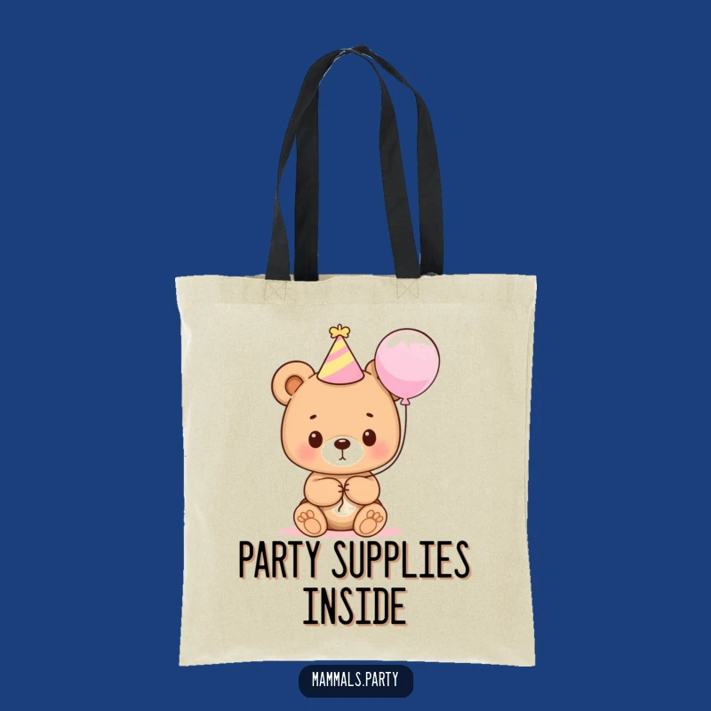 Funny Bear Cub Party Tote Bag: Carry Your Fun with a Cute Cub and Balloon
